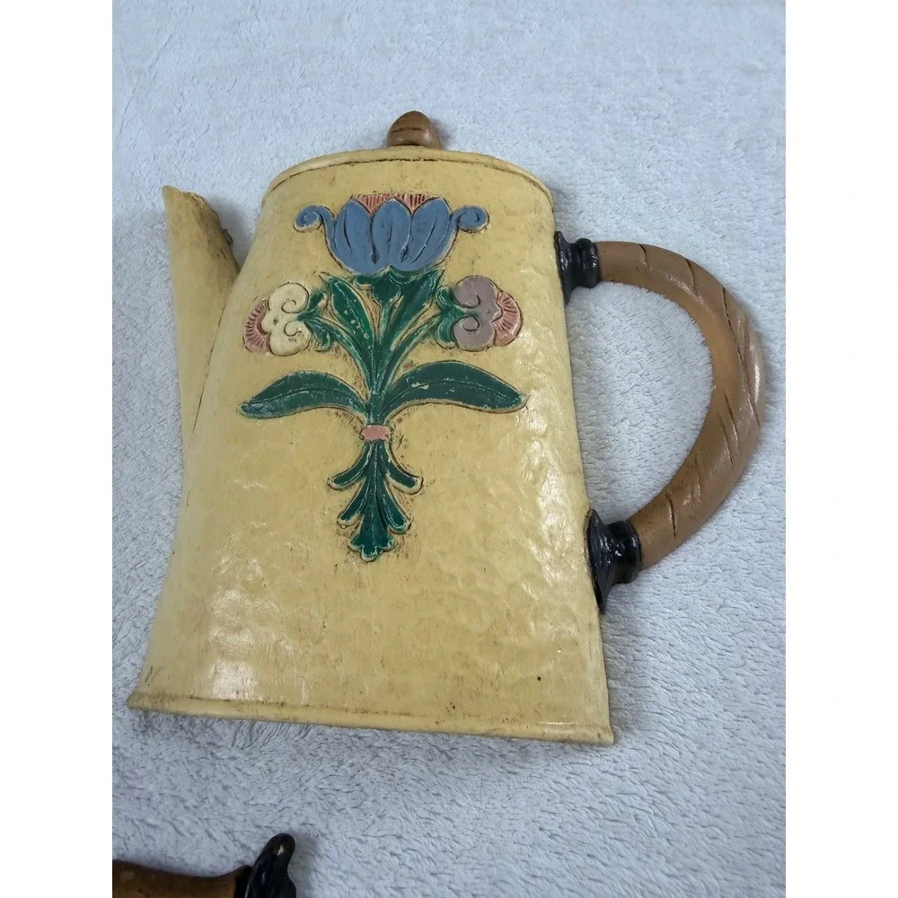Vintage 1995 Home Interiors &‎ Gifts Kitchen Wall Plaques Set 3 Yellow Teapots